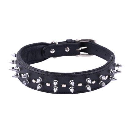 ADIL's Adjustable Spike Studded Dog Collars, Durable Leather Spike Pet Collars For Small Medium & Large Breeds, Strong Metal D-Right & Buckle 1.5 cm